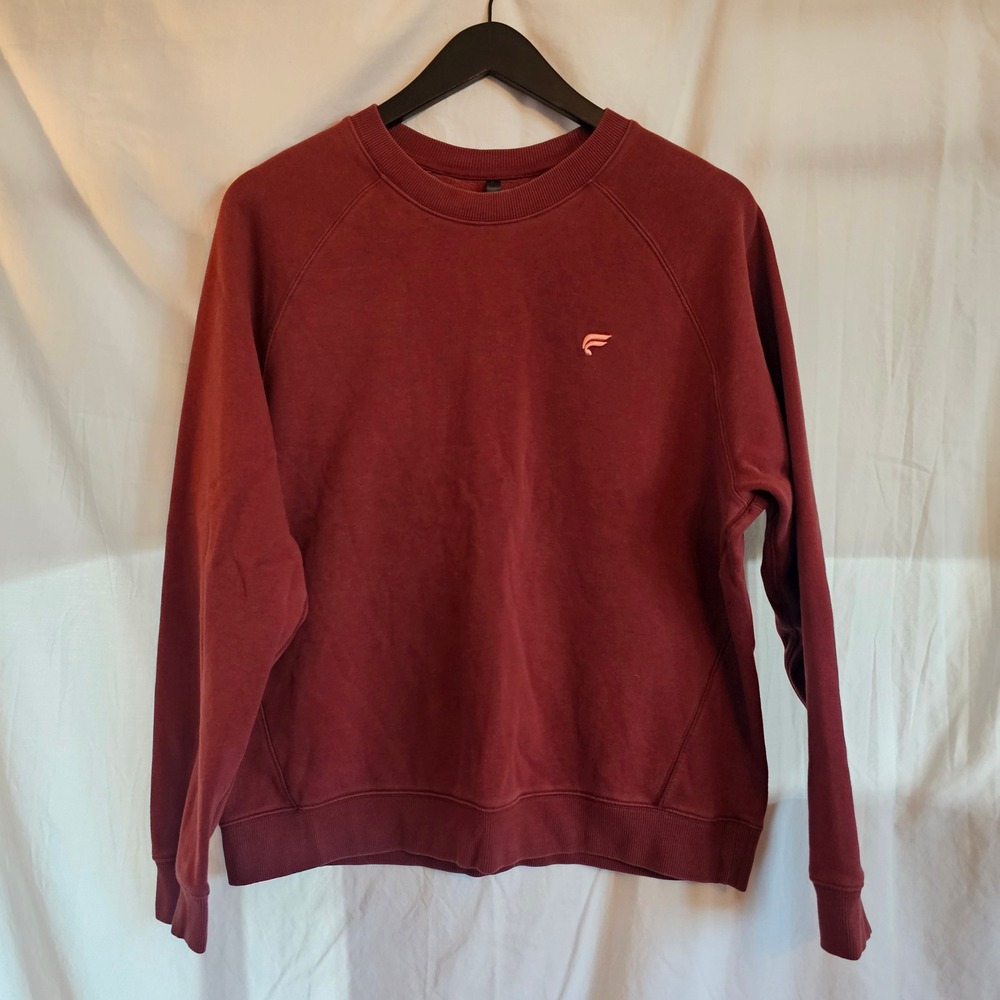 Fabletics Burgundy Raglan Sleeve Crewneck Sweatshirt Pullover Maroon‎ Logo XL